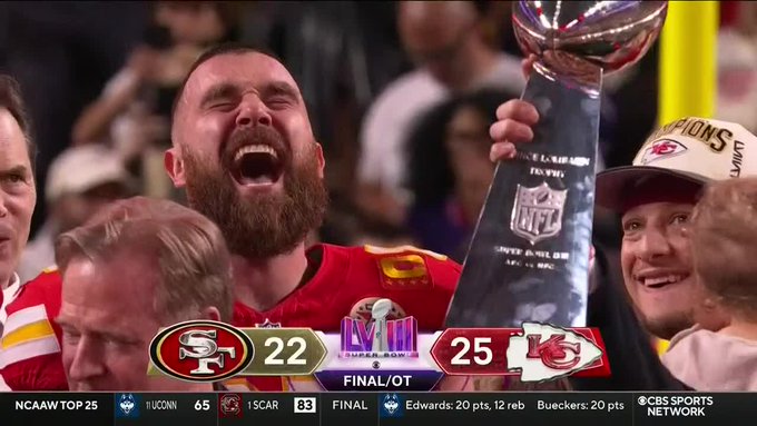 Super Bowl: Furious Travis Kelce grabs, screams at coach Andy Reid on sideline amid slow Chiefs start